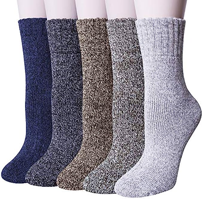 5 Pairs Womens Wool Socks Thick Knit Warm Winter Socks for Women Cozy Comfy Socks Gifts