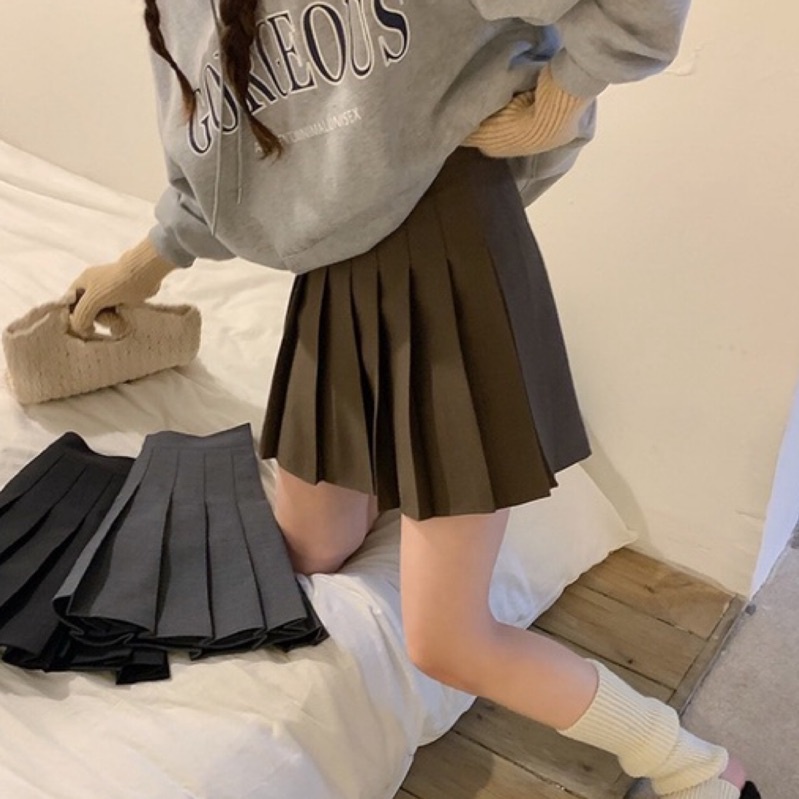 Mili??Ready to go! Preppy style pleated skirt ~ High waist slim fit pleated skirt/high waist skirt/A-line skirt/short skirt