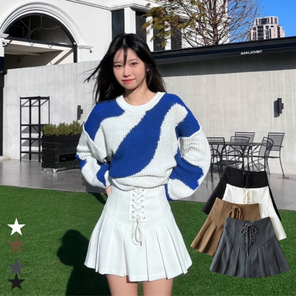 Korean style design elegant skirt with safety pants inside skirt versatile tennis skirt short skirt high waist skirt white skirt pants women's clothing