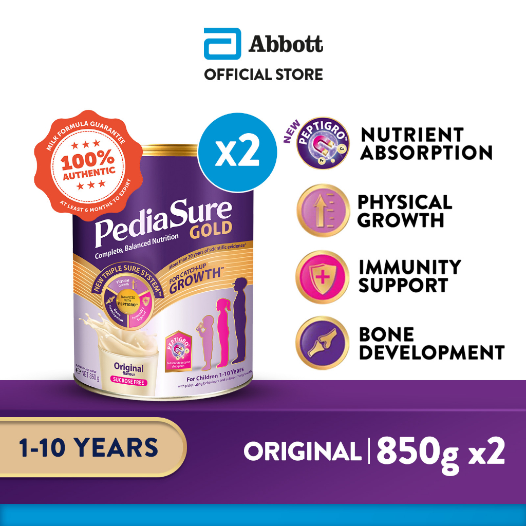 [Bundle of 2] PediaSure® Gold with PeptiGroTM - Original (Sucrose Free), 850g