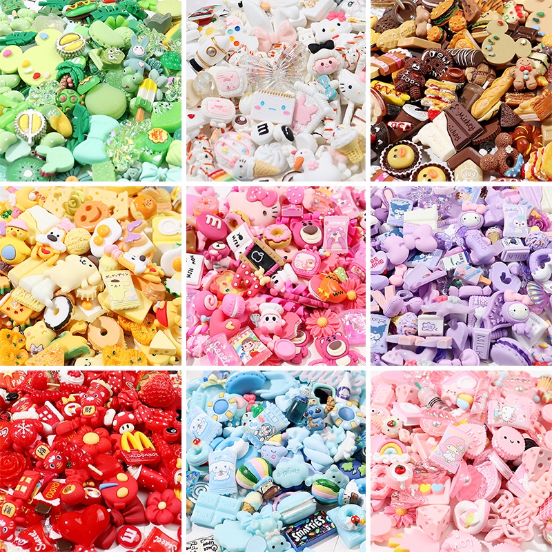 10pcs/20pcs/30pcs Resin Blessing Bag Mini Simulation Mixed Color Children&#039;s Food and Play Wine Bottle Diy Handmade Material Bag Mobile Phone Case Making Hair Accessories Cream Glue