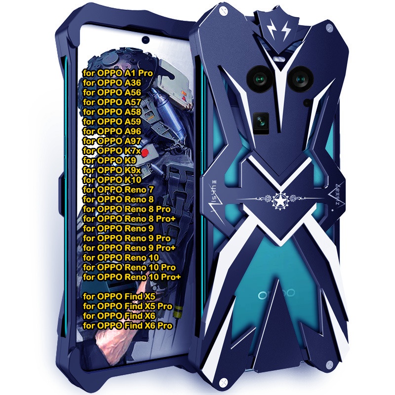[JLK] Aluminum Bumper Cover for OPPO Find X6 X5 Reno 10 Pro+ 9 8 7 Pro Plus K10 K9 K7 A97 A96 A59 A58 A56 A57 A36 A1 Shockproof Heavy Duty Armor Metal Phone Case