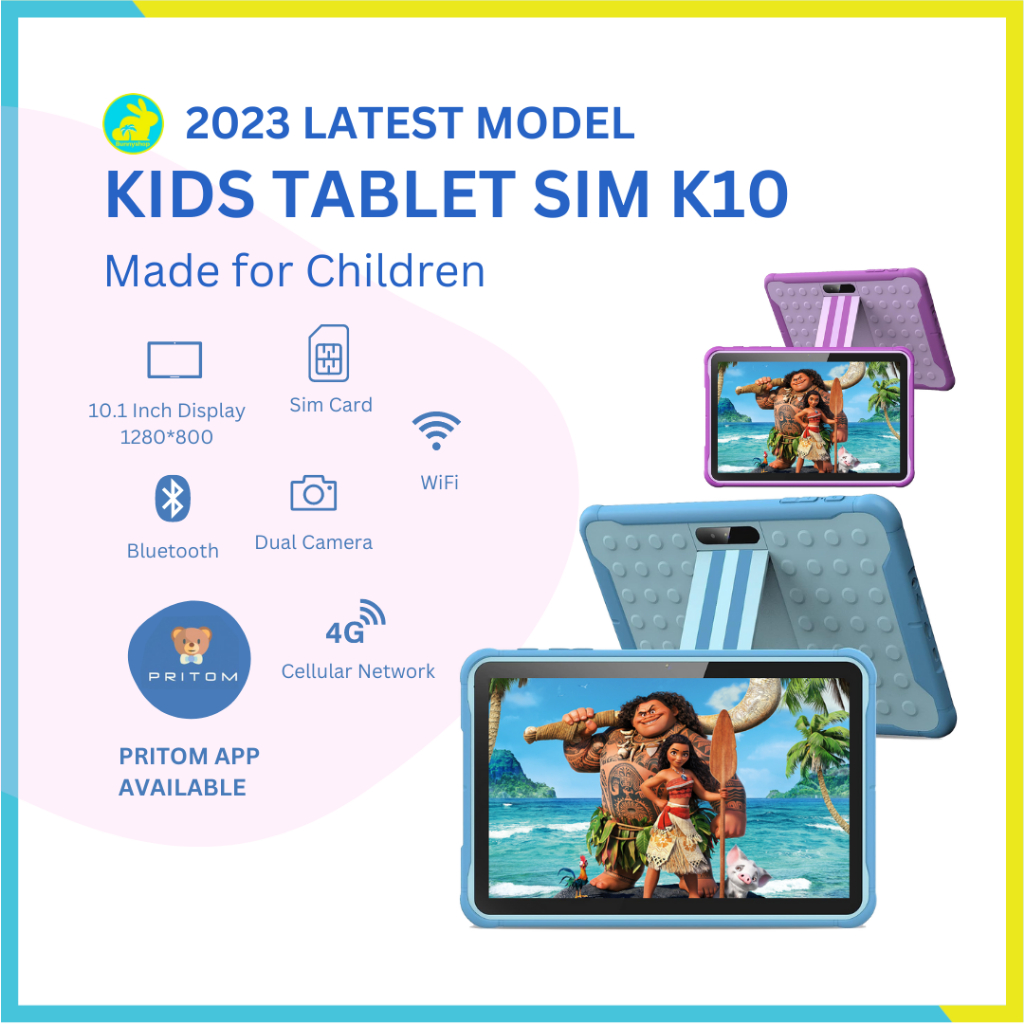 SG INSTOCK【KIDS TABLET SIM K10】Android Tablet Phone★Put Sim Card★10.1 Inch Display★Parental Control★Google★Bunnyshop®