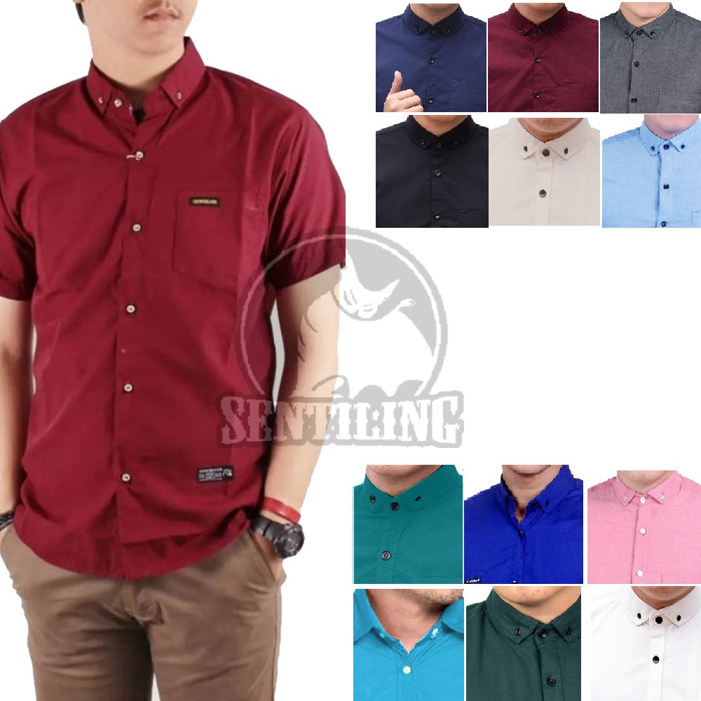 KEMEJA KATUN Sentiling | Men&#039;s Short Sleeve Formal Office Work Cotton Plain Shirts/Shirts/Work Shirts