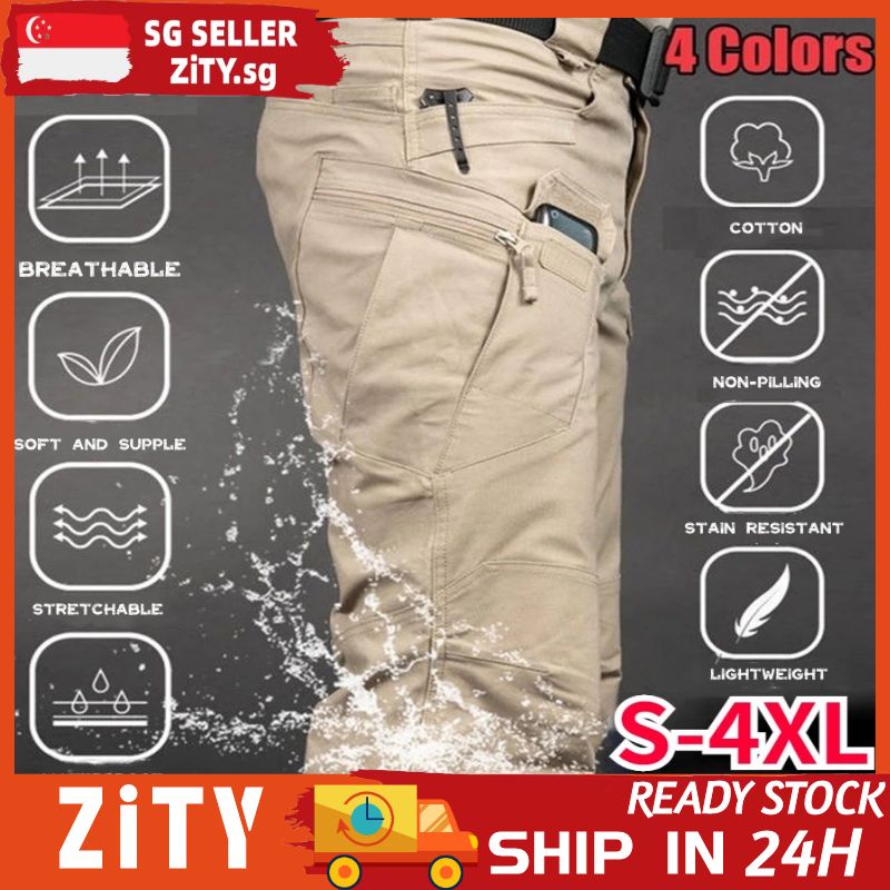 ZiTYIX7 S-4XL Tactical Pants Waterproof Slim Fit Multi Pockets Anti-stain Tactical Black Cargo Pants Men Military Tactical Cargo Pants Outdoor Men&#039;s Training Pants