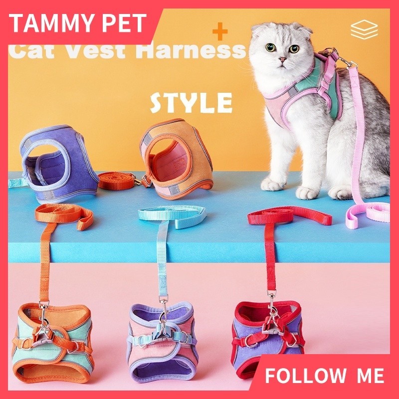 SG Shipment Cat Harness,Escape Proof Kitten Vest Harness for Walking,Easy Control Night Safe Pet Harness for Kitten Puppy Rabbit