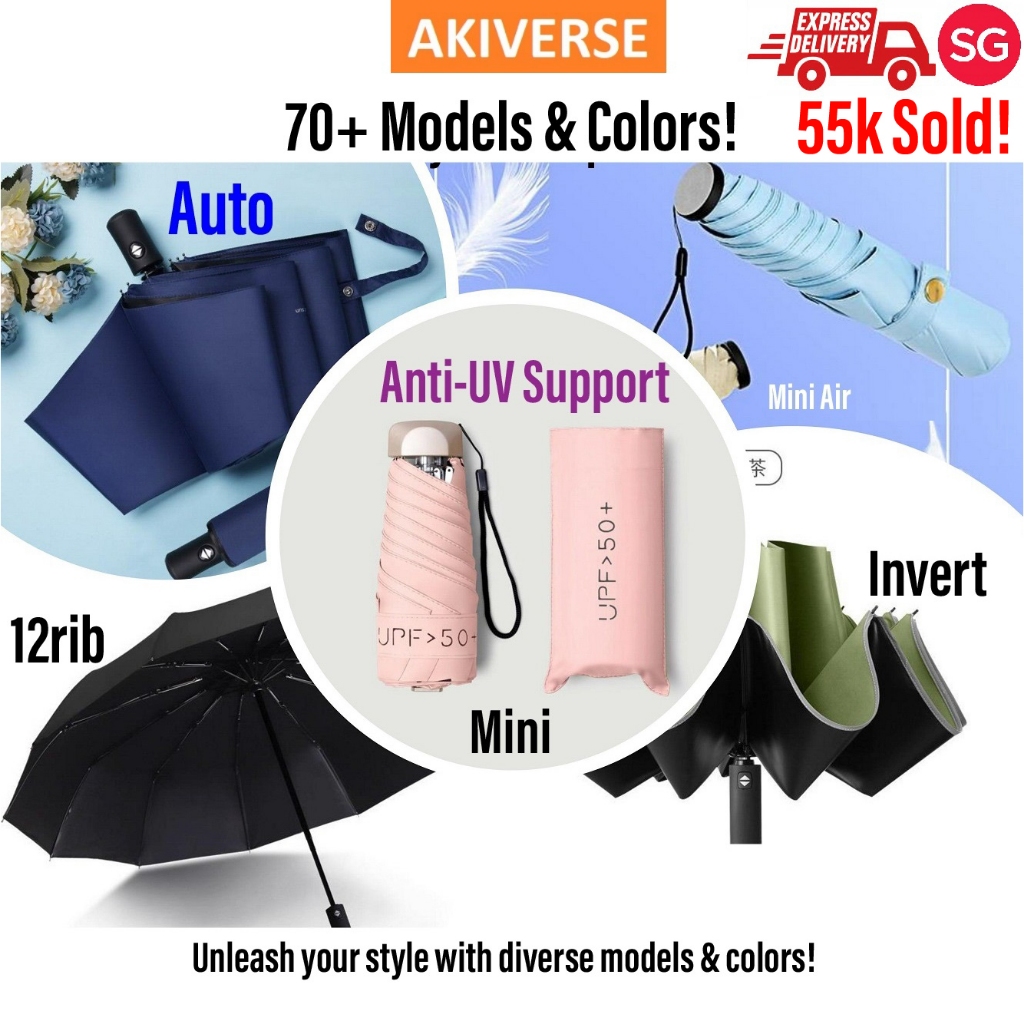 Umbrella Mini Pocket Automatic UV Inverted Reverse Lightweight Portable Foldable UPF big large